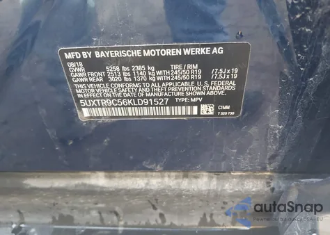 2019 BMW X3 xDrive30I из США, поврежденный, VIN 5UXTR9C56KLD91527